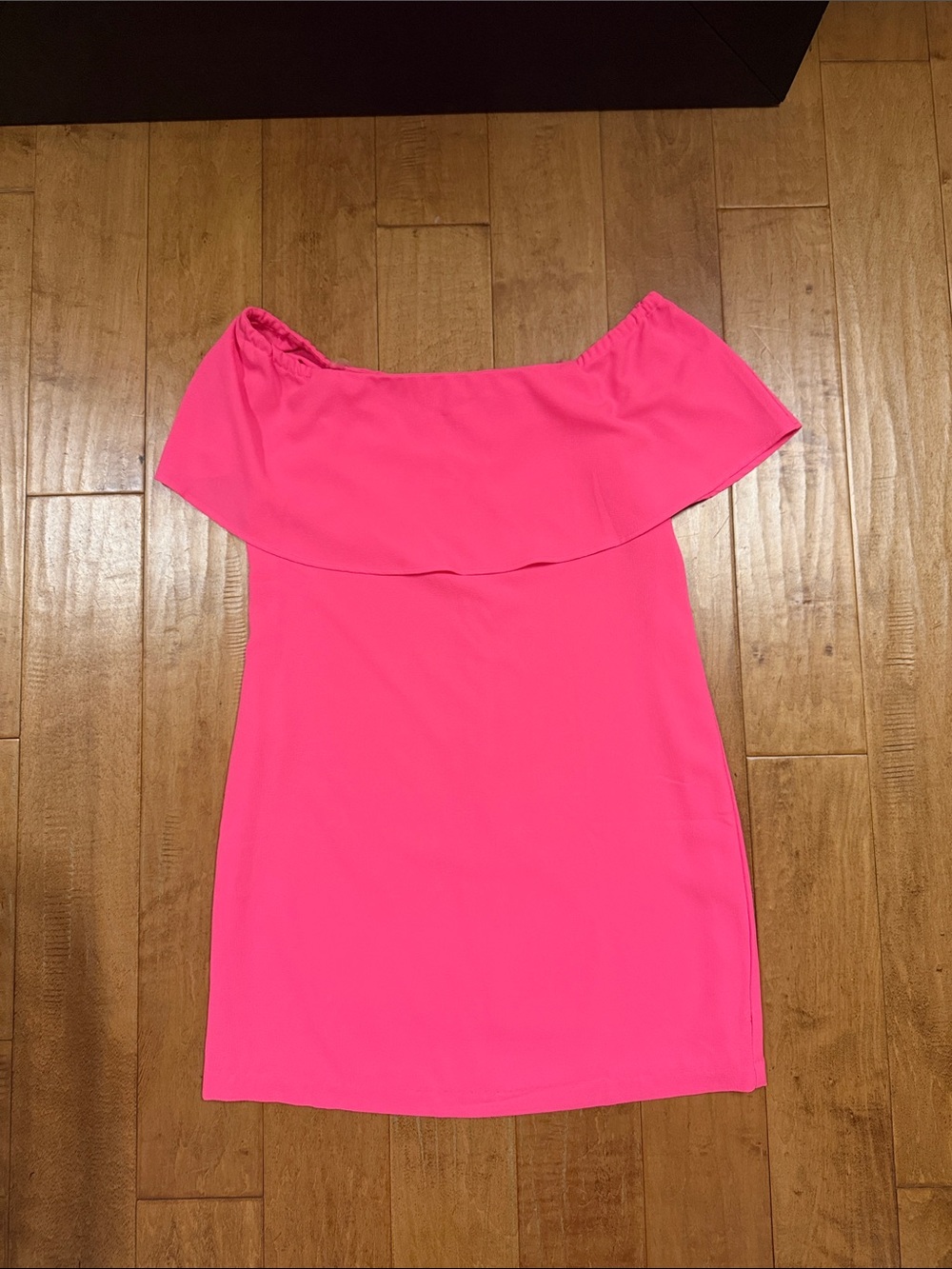 Charles Henry Hot Pink Off-Shoulder Mini Dress